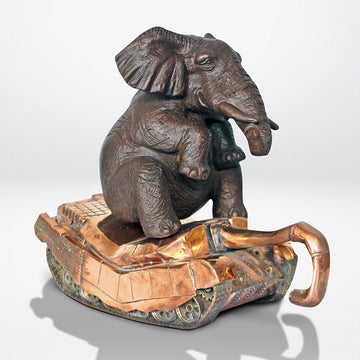The elephant has a crush on tanks (Bronze Sculpture)