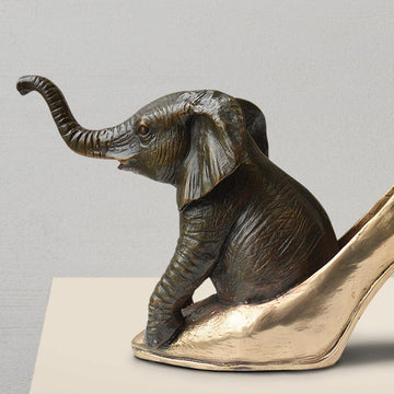 Walk with the Elephant (Bronze Sculpture)