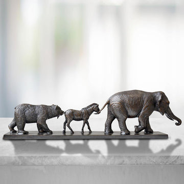 Love the Indian Elephant, the Grevy's Zebra, and the Asiatic Black Bear (Bronze Sculpture)