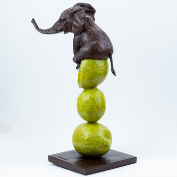 Elephants Love Lemons (Bronze Sculpture)