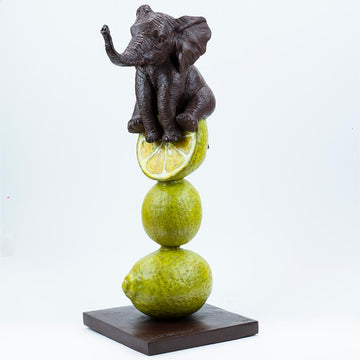 Elephants Love Lemons (Bronze Sculpture)