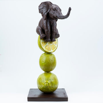 Elephants Love Lemons (Bronze Sculpture)