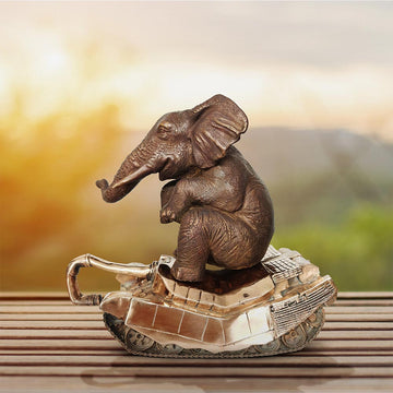The elephant has a crush on tanks (Bronze Sculpture)