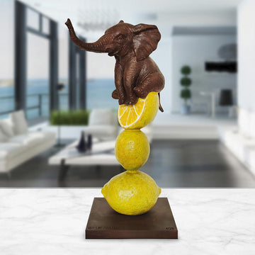 Elephants Love Lemons (Bronze Sculpture)