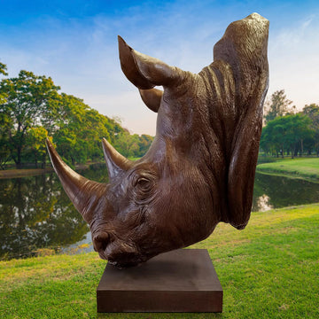Fatu the Northern White Rhino Was Thinking Big (Bronze Sculpture)