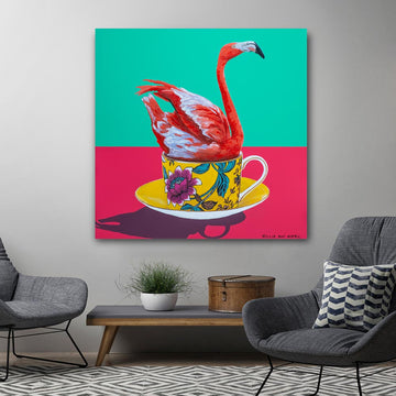 My Favourite Flamingo in a Cup (Original Painting)