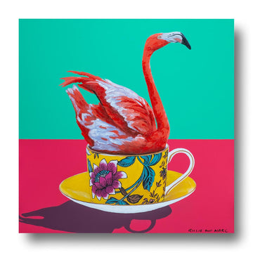 My Favourite Flamingo in a Cup (Original Painting)