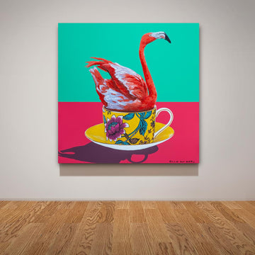 My Favourite Flamingo in a Cup (Original Painting)