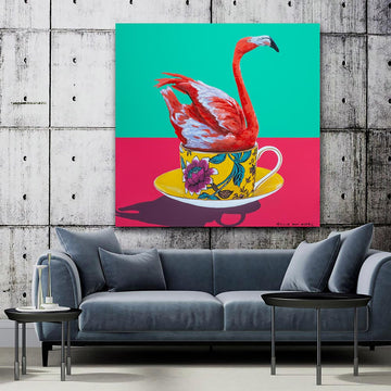 My Favourite Flamingo in a Cup (Original Painting)