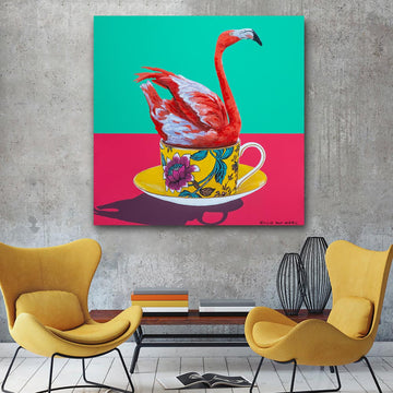 My Favourite Flamingo in a Cup (Original Painting)