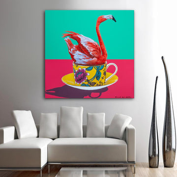 My Favourite Flamingo in a Cup (Original Painting)
