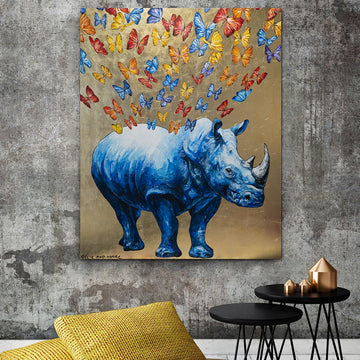 The rhino made our heart flutter (Original Painting)
