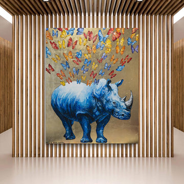 The rhino made our heart flutter (Original Painting)