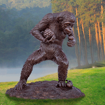 Wild Chimp Foraging (Bronze Sculpture)