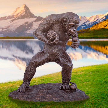 Wild Chimp Foraging (Bronze Sculpture)
