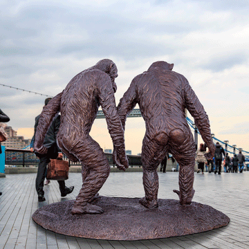 Wild Chimp Friendship (Bronze Sculpture)