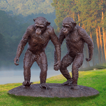 Wild Chimp Friendship (Bronze Sculpture)