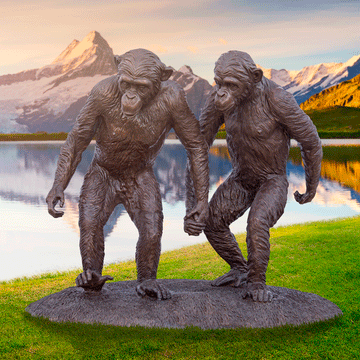 Wild Chimp Friendship (Bronze Sculpture)