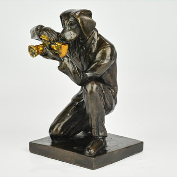 The Paparazzi Dogs Loved Snapping the World (Bronze Sculpture, Miniature Collection)