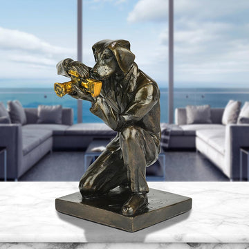 The Paparazzi Dogs Loved Snapping the World (Bronze Sculpture, Miniature Collection)