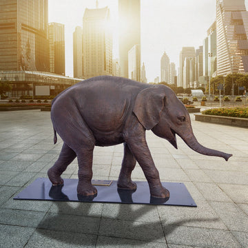 Wild Baby Indian Elephant (Bronze Sculpture)