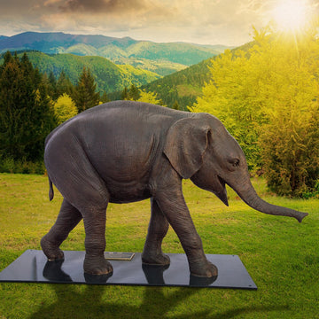 Wild Baby Indian Elephant (Bronze Sculpture)