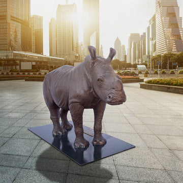 Wild Baby White Rhino (Bronze Sculpture)