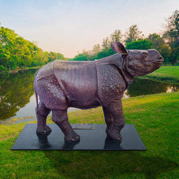 Wild Baby Javan Rhino (Bronze Sculpture)
