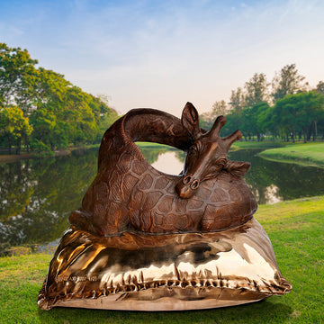 Large Sleeping Beauty Giraffe (Bronze Sculpture)
