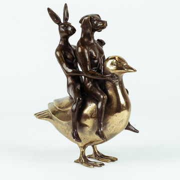 They Were Like Birds of a Feather So They Stuck Together (Bronze Sculpture, Miniature Collection)