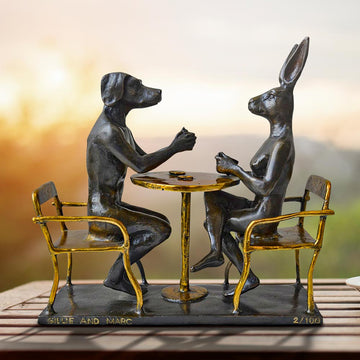 They Drank Coffee All Day and All Night (Bronze Sculpture, Miniature Collection)