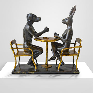 They Drank Coffee All Day and All Night (Bronze Sculpture, Miniature Collection)