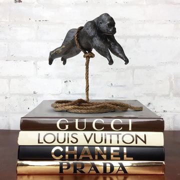 Flying Gorilla on Rope (Bronze Sculpture, Miniature)
