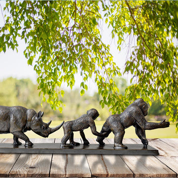 Love the Eastern Lowland Gorilla, Chimpanzee and Northern White Rhino (Bronze Sculpture)