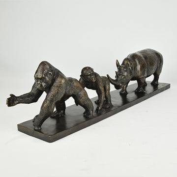 Love the Eastern Lowland Gorilla, Chimpanzee and Northern White Rhino (Bronze Sculpture)