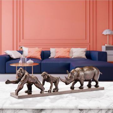 Love the Eastern Lowland Gorilla, Chimpanzee and Northern White Rhino (Bronze Sculpture)