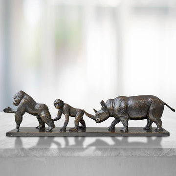 Love the Eastern Lowland Gorilla, Chimpanzee and Northern White Rhino (Bronze Sculpture)