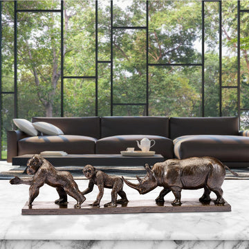 Love the Eastern Lowland Gorilla, Chimpanzee and Northern White Rhino (Bronze Sculpture)