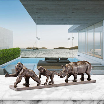 Love the Eastern Lowland Gorilla, Chimpanzee and Northern White Rhino (Bronze Sculpture)