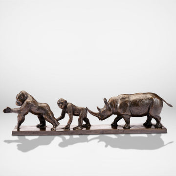 Love the Eastern Lowland Gorilla, Chimpanzee and Northern White Rhino (Bronze Sculpture)