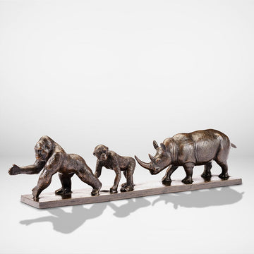 Love the Eastern Lowland Gorilla, Chimpanzee and Northern White Rhino (Bronze Sculpture)