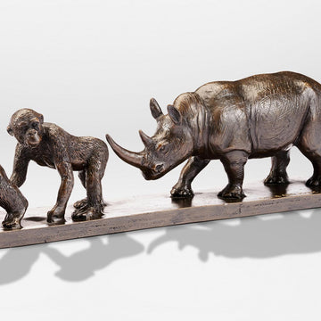 Love the Eastern Lowland Gorilla, Chimpanzee and Northern White Rhino (Bronze Sculpture)