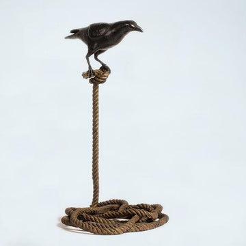 Harold, the magpie on short rope (Bronze Sculpture)