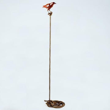 Harold, the magpie on long rope (Bronze Sculpture)