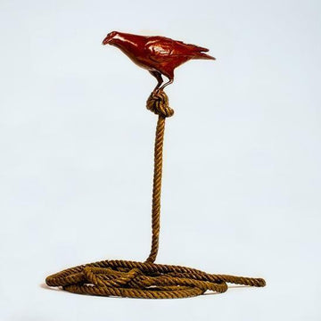 Harold, the magpie on short rope (Bronze Sculpture)