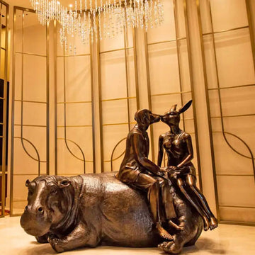 Hippo Wild Ride (Bronze Sculpture)