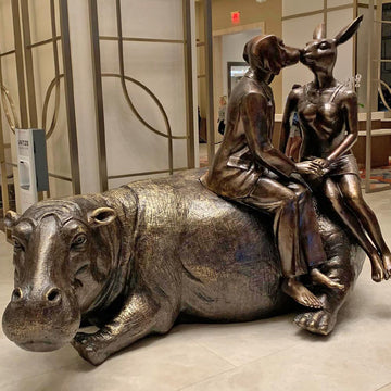 Hippo Wild Ride (Bronze Sculpture)