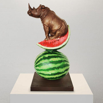Rhinos Love Watermelons (Bronze Sculpture)