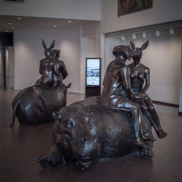 Hippo Wild Ride (Bronze Sculpture)