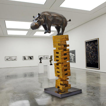 If Hippos Get Knocked Down They Will Get Back Up (Bronze Sculpture)